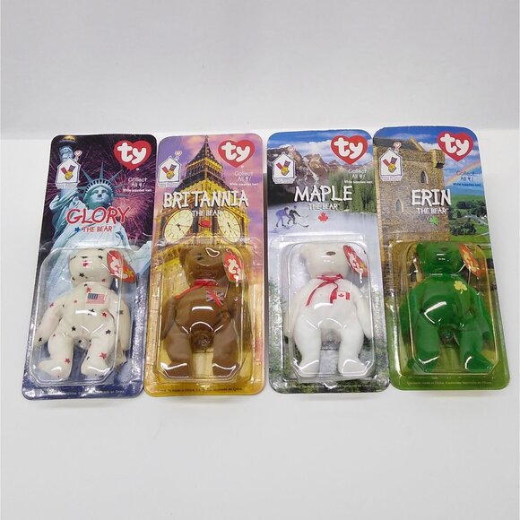 TY Beanie Babies 5 ERRORS each McDonald's International Bears Set Of (4) RARE!!! - Picture 1 of 16